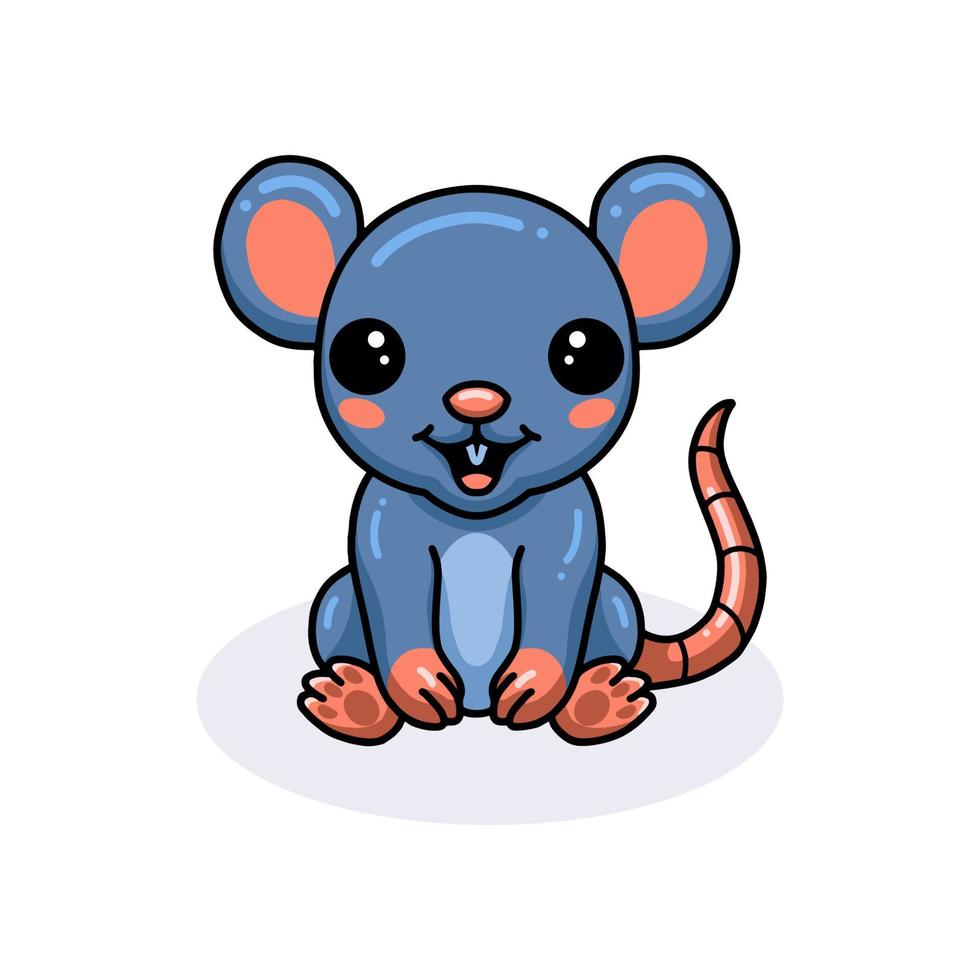 lindo ratoncito de dibujos animados sentado vector