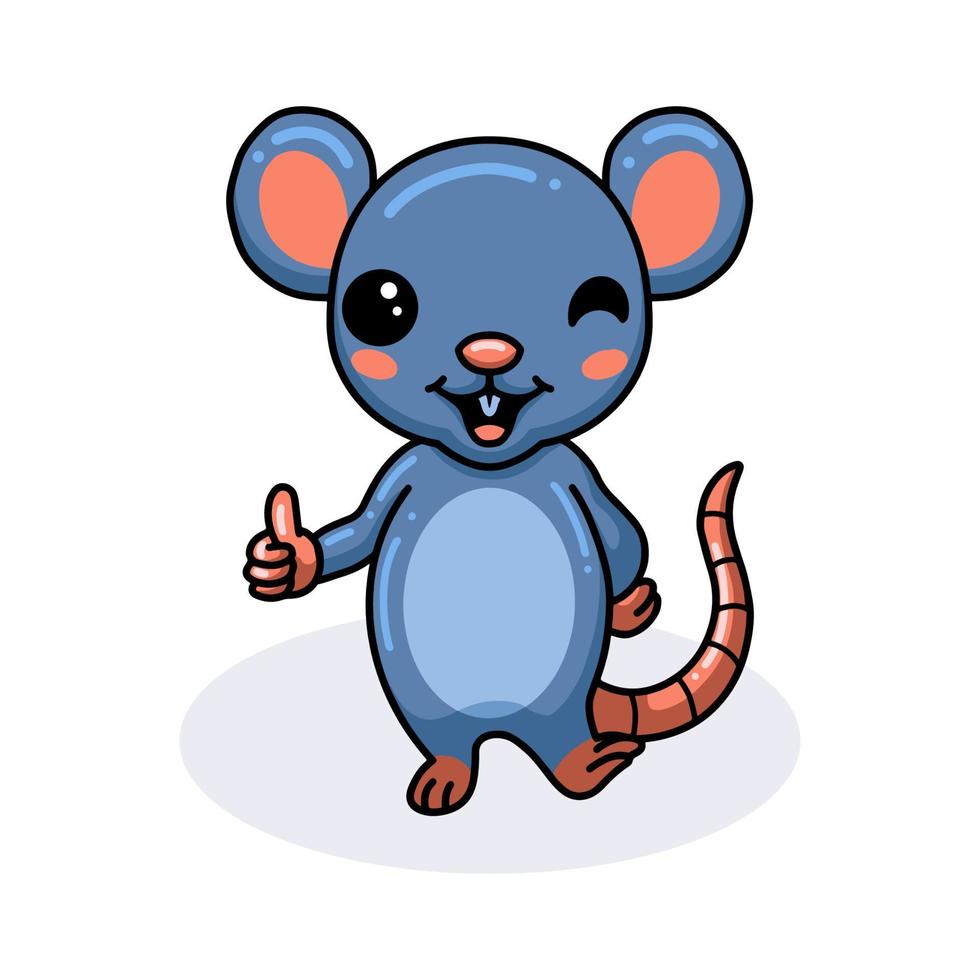 Cute little mouse cartoon giving thumb up vector