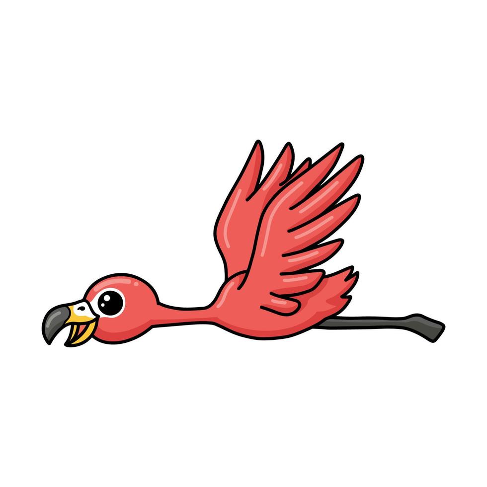 Cute little pink flamingo cartoon flying vector