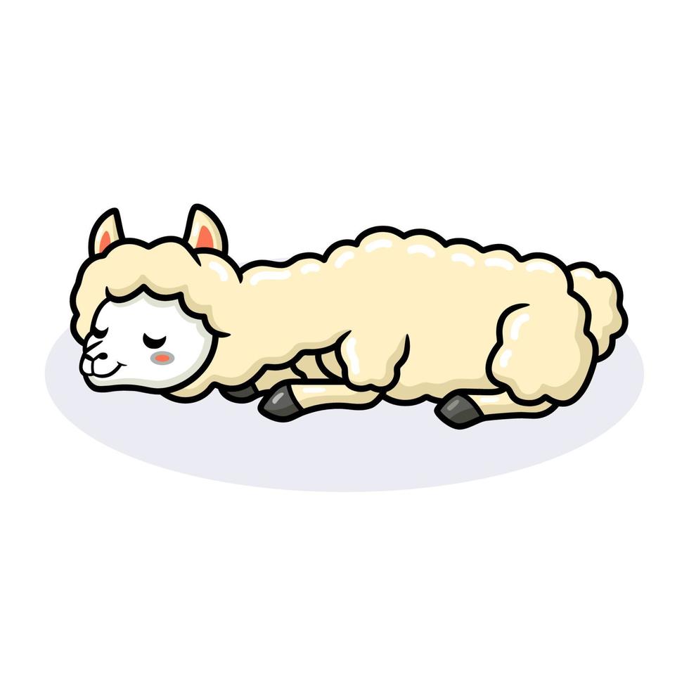 Cute little alpaca cartoon sleeping vector