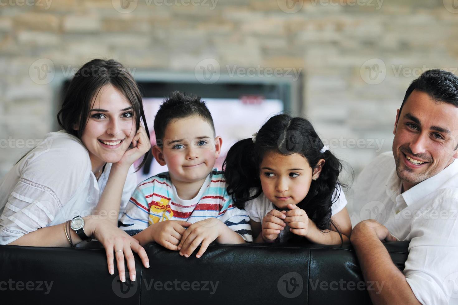 young family at home photo