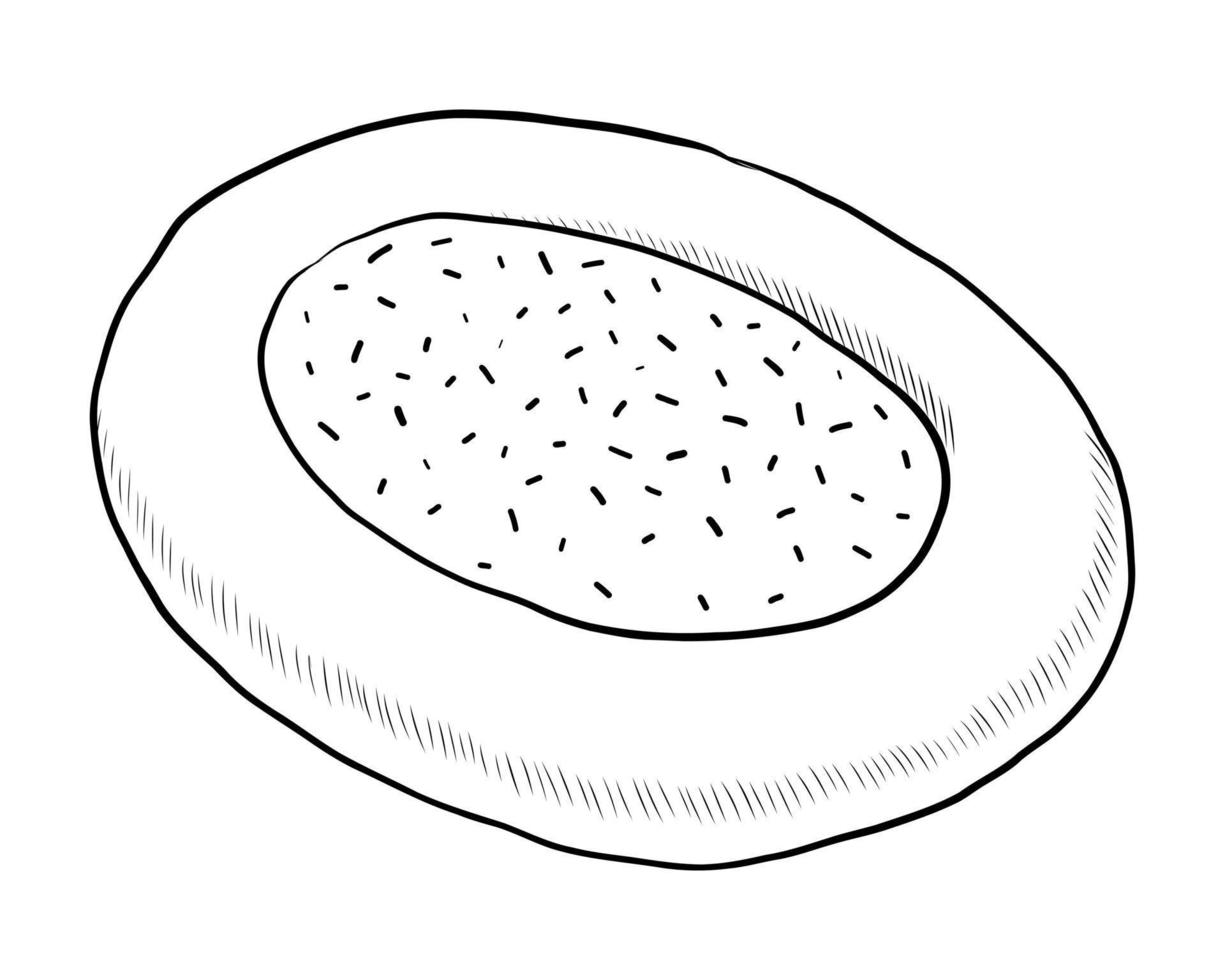 BLACK VECTOR ILLUSTRATION OF A ROUND CHEESECAKE ISOLATED ON A WHITE BACKGROUND