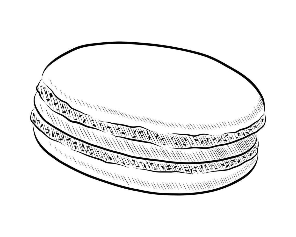 BLACK VECTOR ILLUSTRATION OF A MACAROON ISOLATED ON A WHITE BACKGROUND