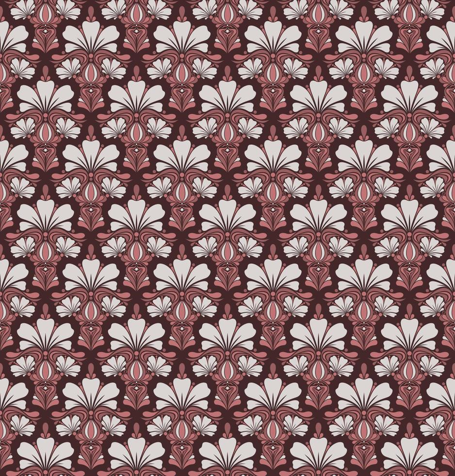 PINK SEAMLESS VECTOR BACKGROUND IN ART NOUVEAU STYLE WITH A BOUQUET OF WHITE FLOWERS