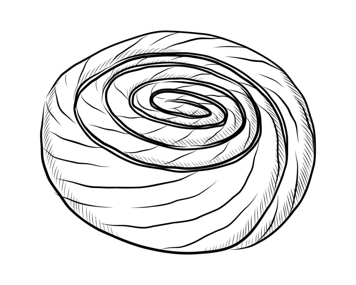 ilustración vectorial negra de un bollo redondo aislado en un fondo blanco vector