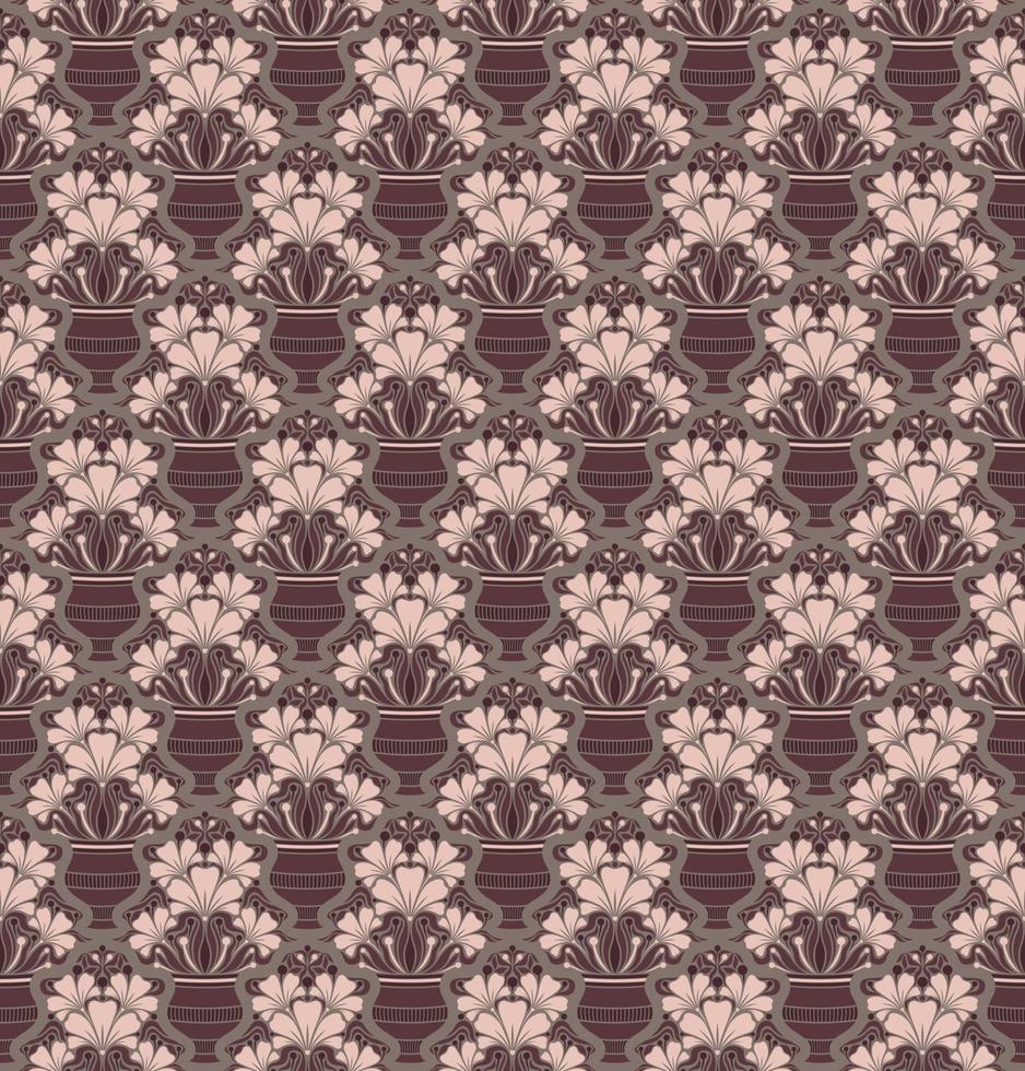 Fondo de vector transparente gris en estilo art nouveau con un ramo de flores de color rosa