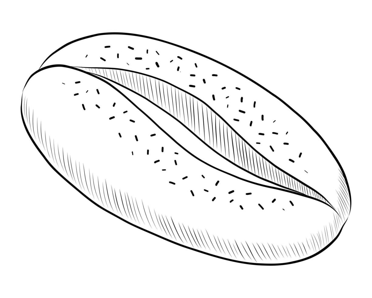 BLACK VECTOR ILLUSTRATION OF AN OVAL BUN ISOLATED ON A WHITE BACKGROUND