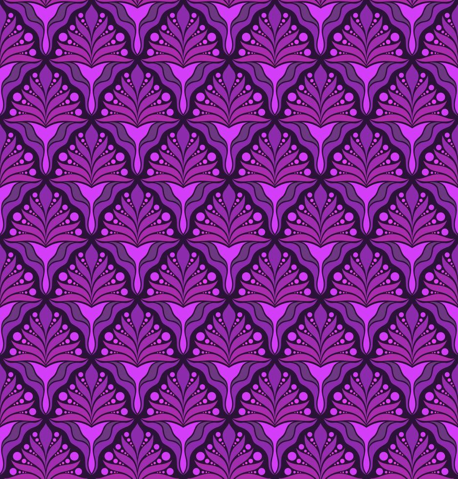 SEAMLESS VECTOR BACKGROUND IN ART NOUVEAU STYLE WITH LILAC PLANT ELEMENTS