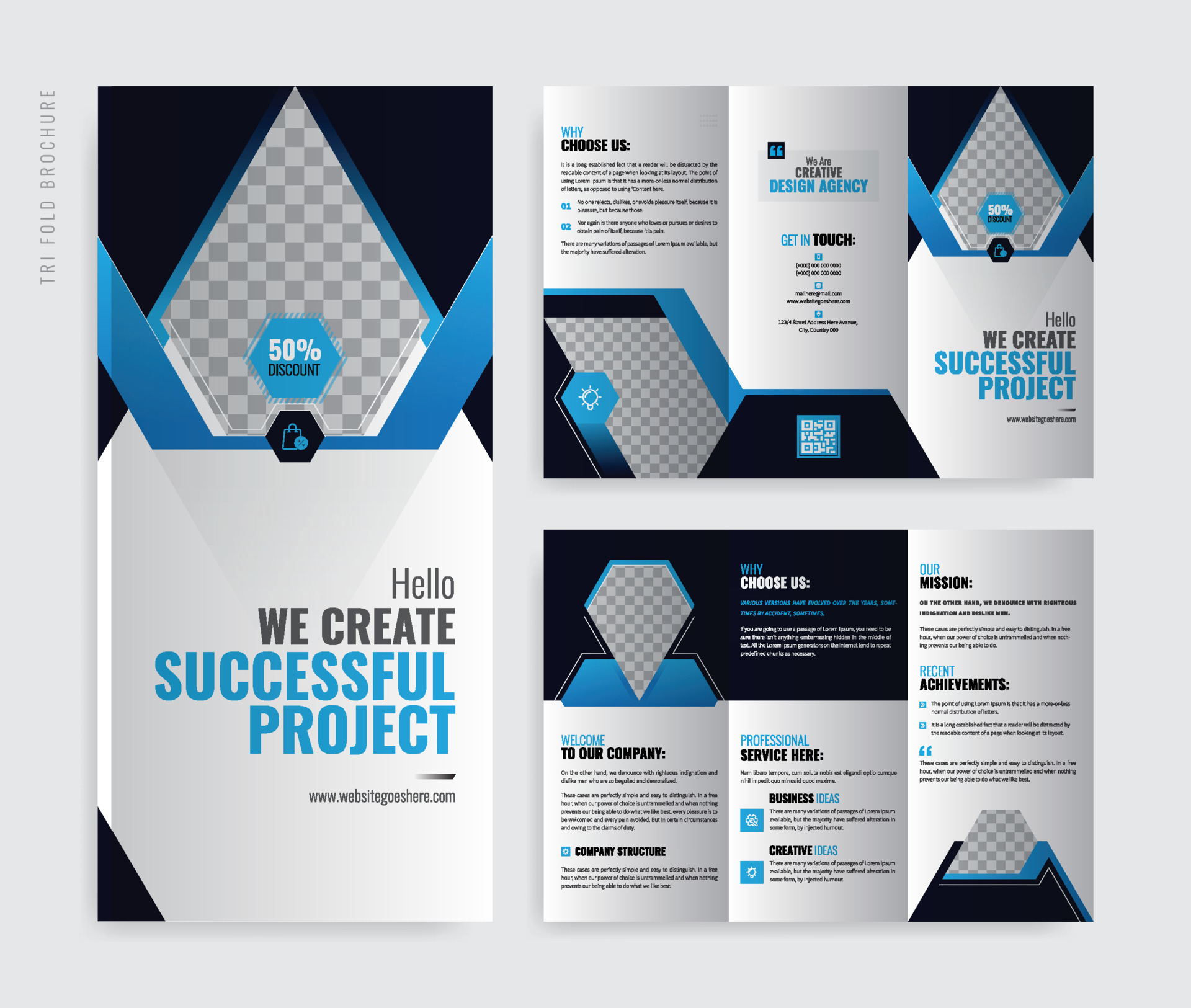 Brochure Design. Corporate Trifold Brochure Template With Modern