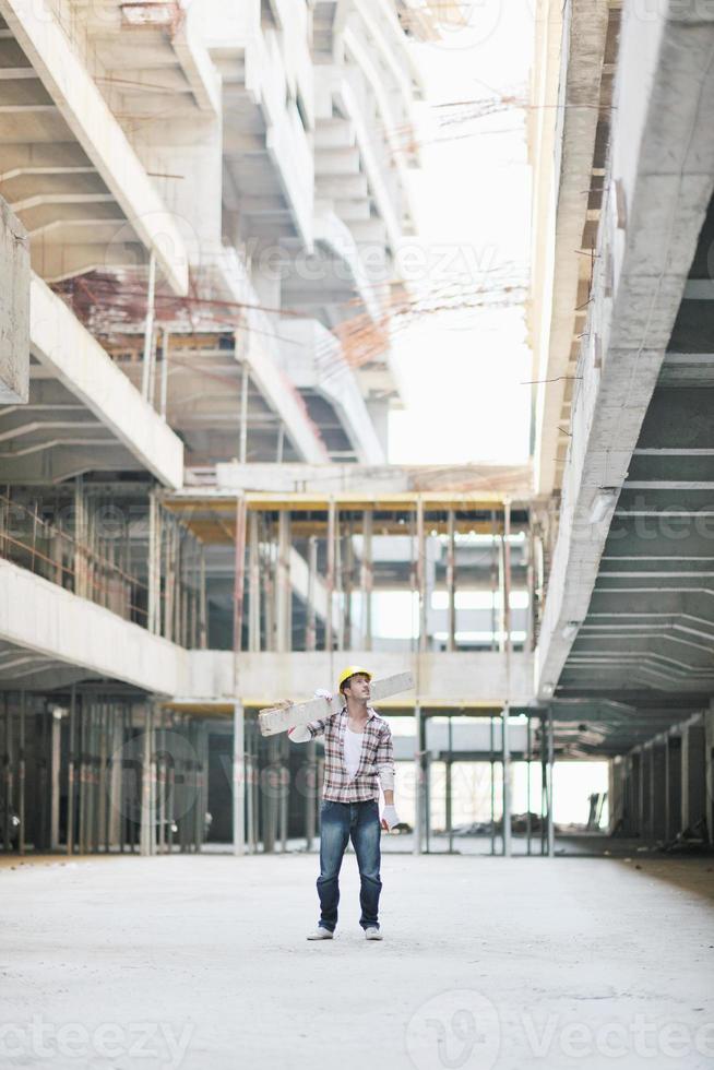 hard worker on construction site photo