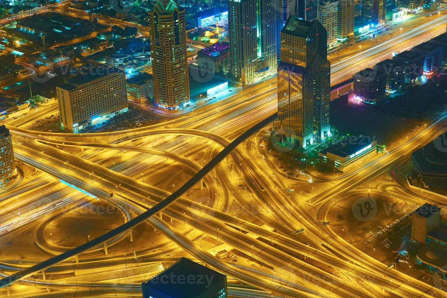 Dubai night skyline photo