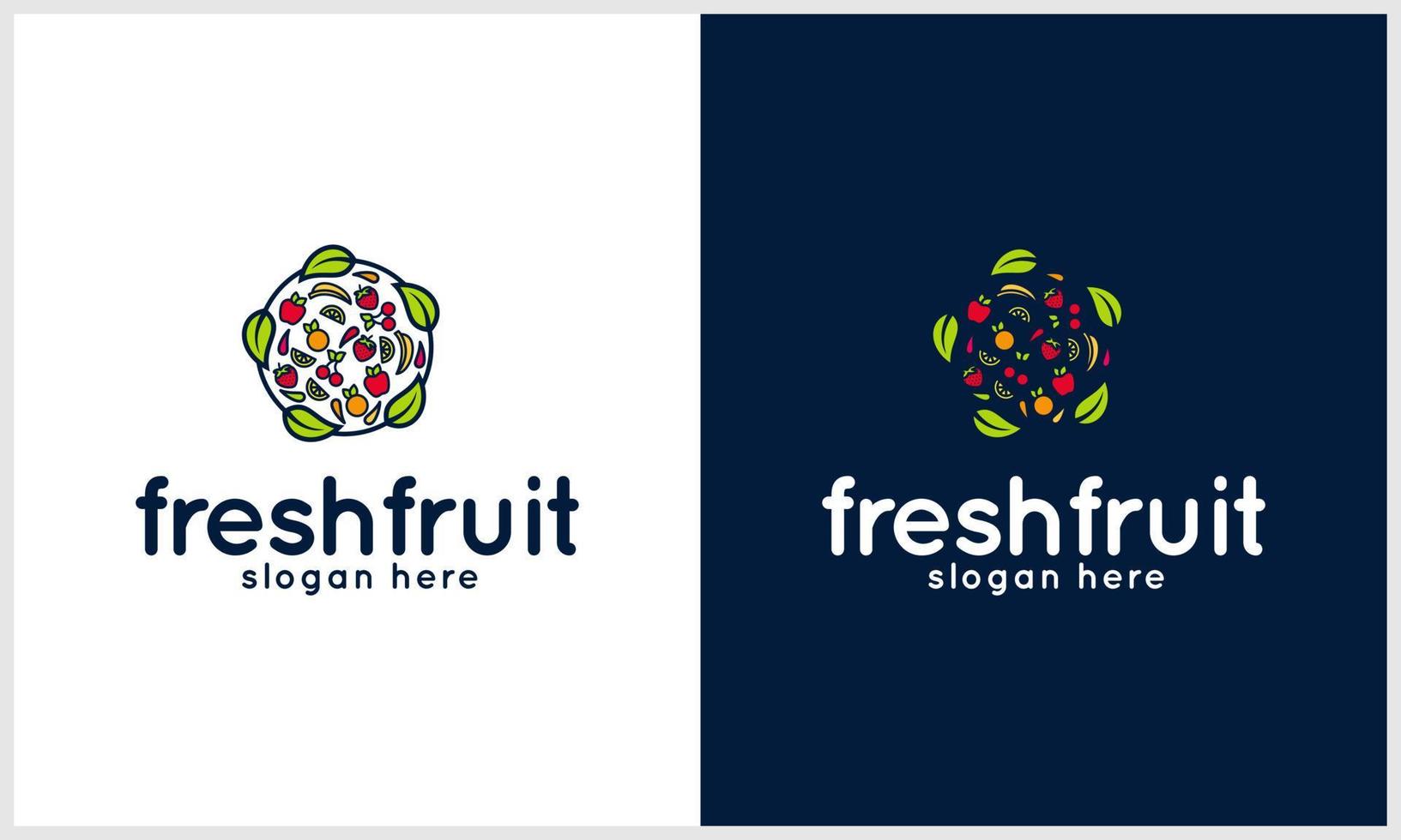 fruit bunch with nature leaf concept logo design template vector