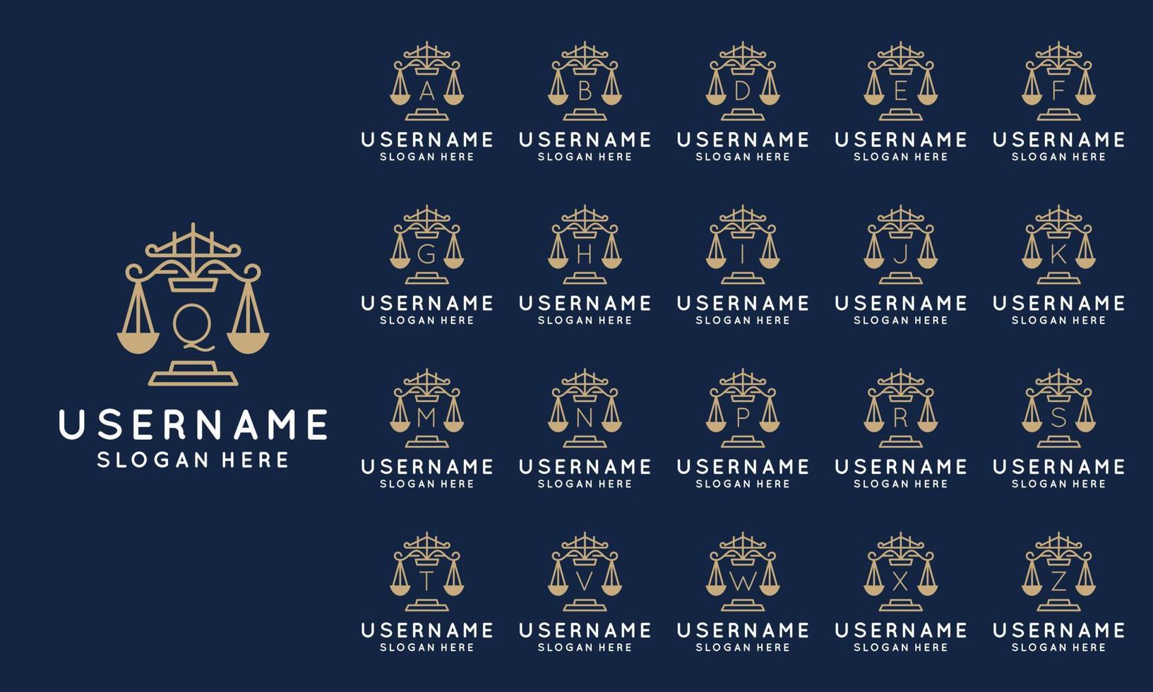 Set of Elegant Initial pillar, Law firm, attorney logo design Template vector