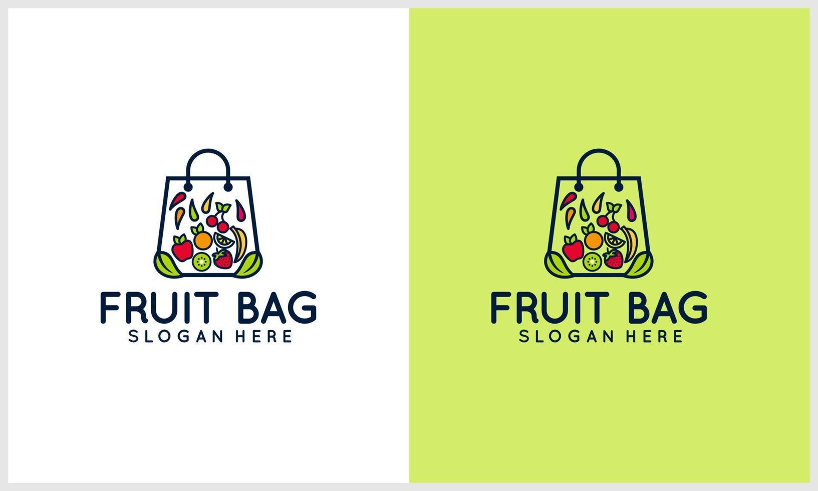 fruit bunch with shop bag concept logo design template vector