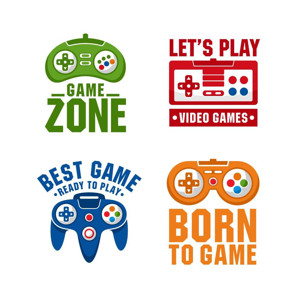 Gaming badge label flat design logo collection vector