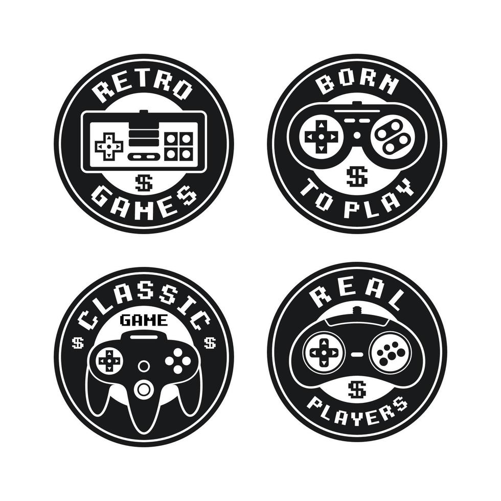 logotipo de sello de diseño de vector de juego retro