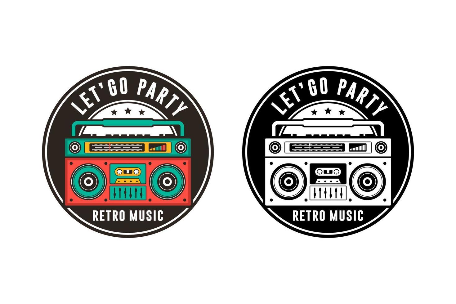 Lets go party retro music design logo collection vector