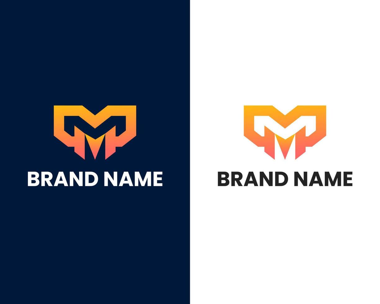 letter m and p modern logo design template vector