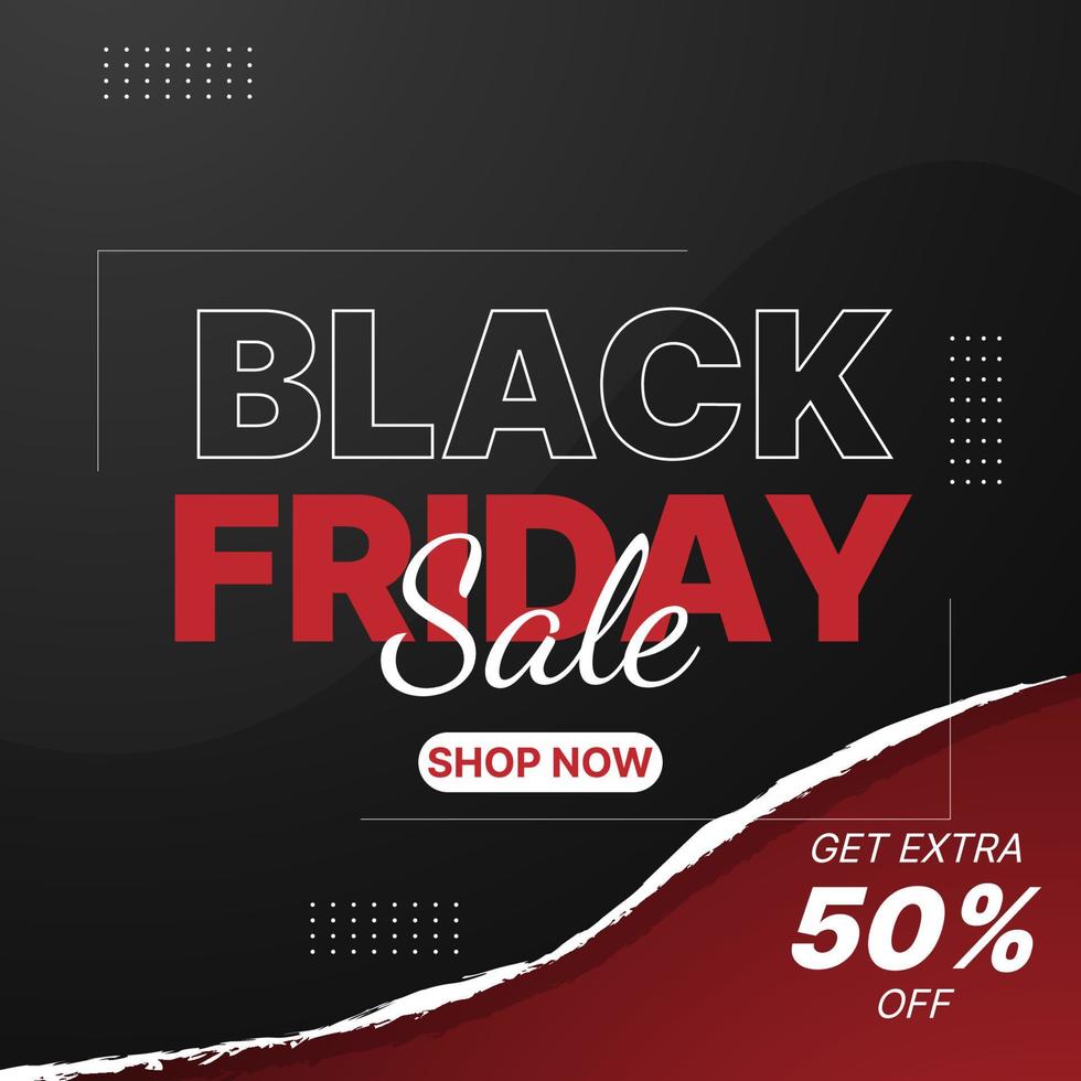 black friday sale banner background in red and black color for social media post vector