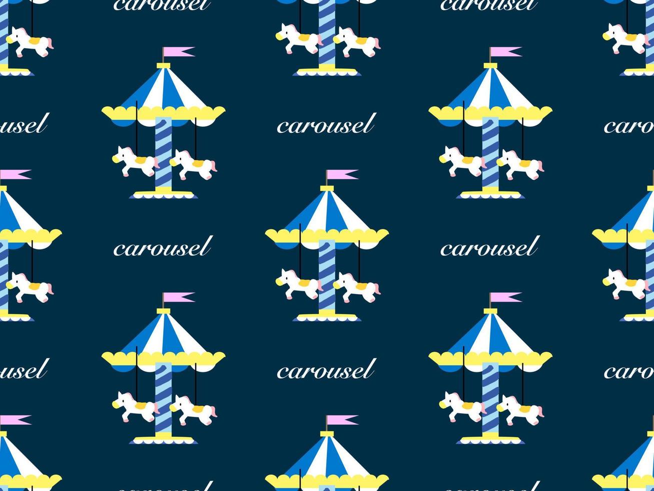 Carousel cartoon character seamless pattern on blue background vector