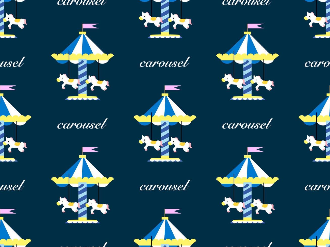 Carousel cartoon character seamless pattern on blue background vector