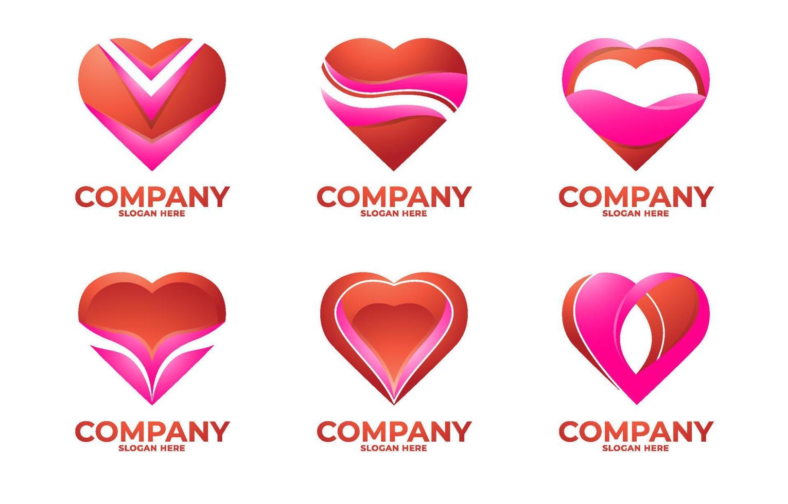 Abstract Heart Logo Set vector