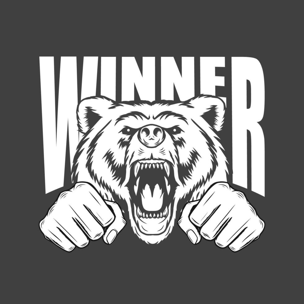 logotipo de lucha con diseño de cabeza de oso vector
