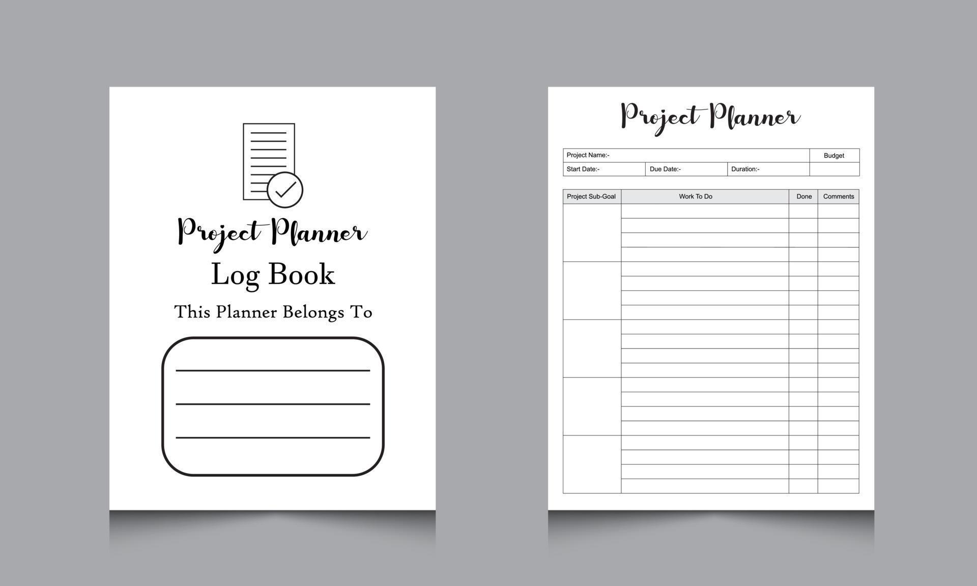 project planner log book. Business management logbook.Task planner