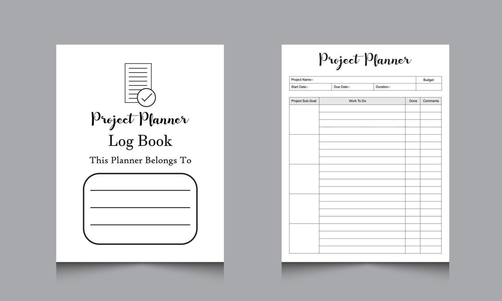 project planner log book. Business management logbook.Task planner