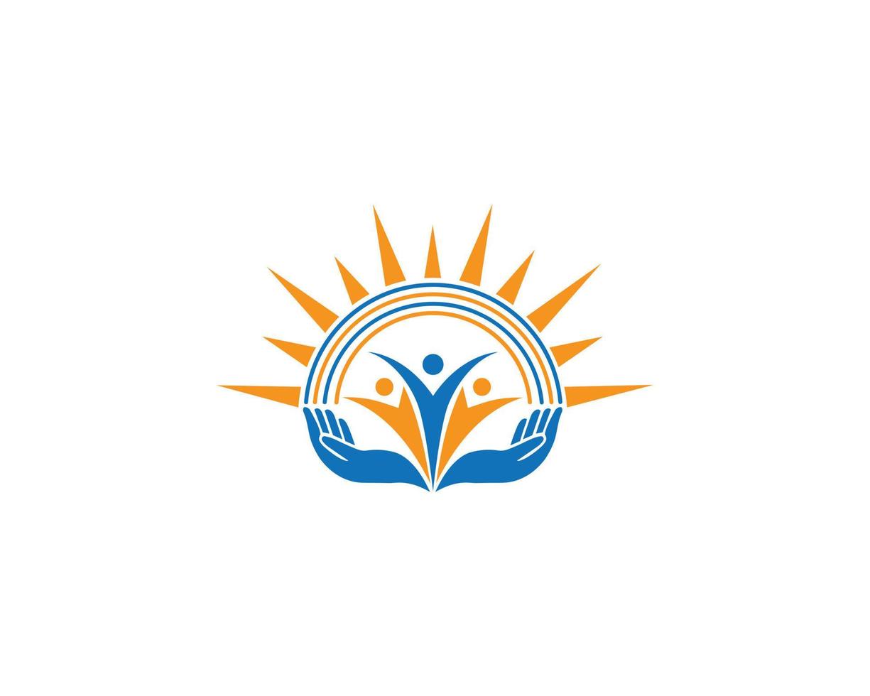 People Health With Sun Symbol Logo Icon Design Vector Template.