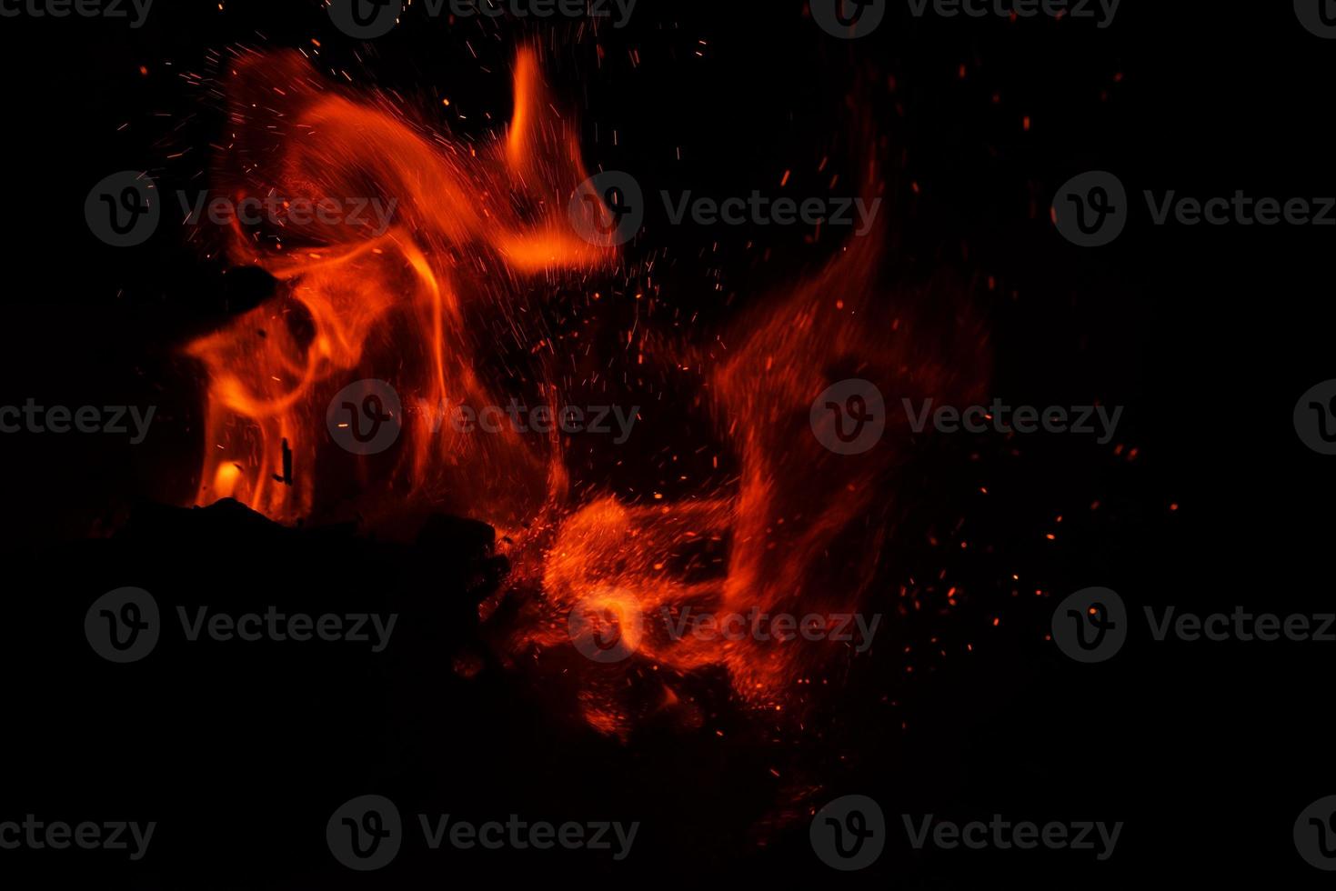 fire flame on black background photo