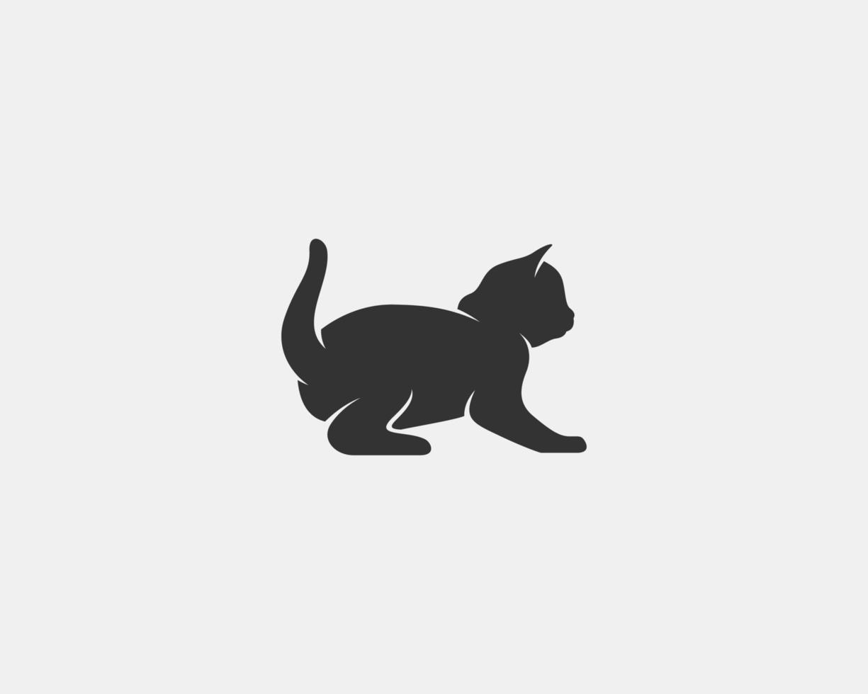 silueta de vector de gatito