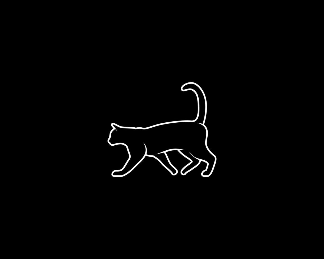 silueta de vector de contorno de gato