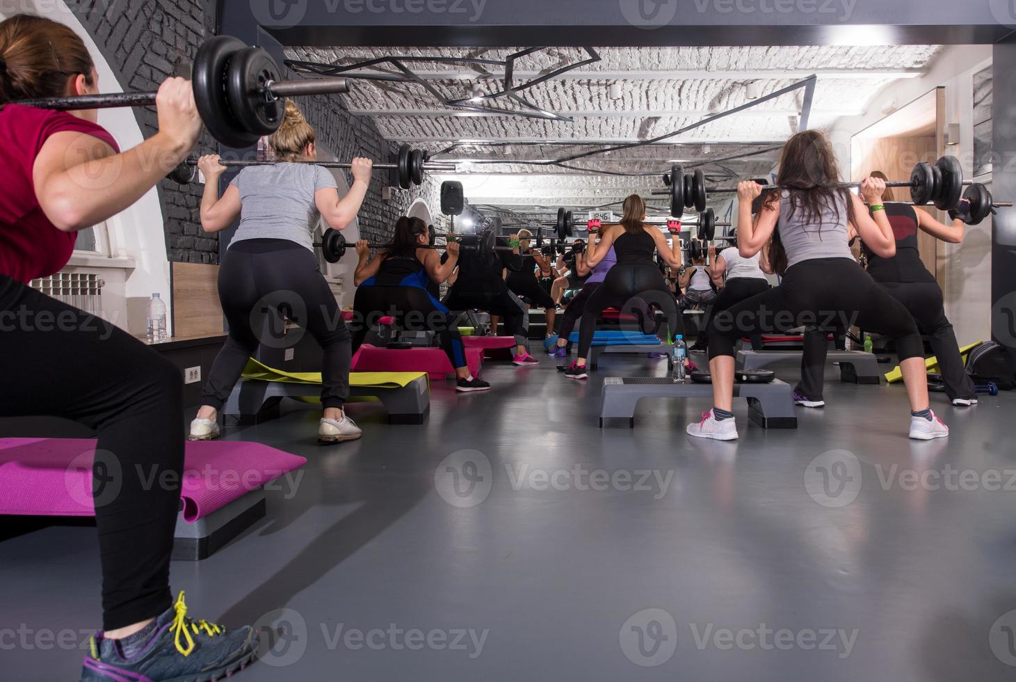 sporty women using barbells while exercises 11293950 Stock Photo at