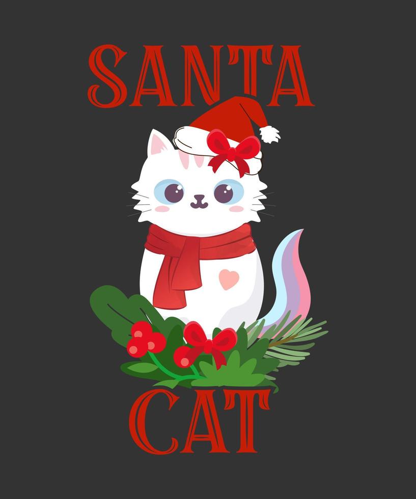 Christmas cute santa Cat vector