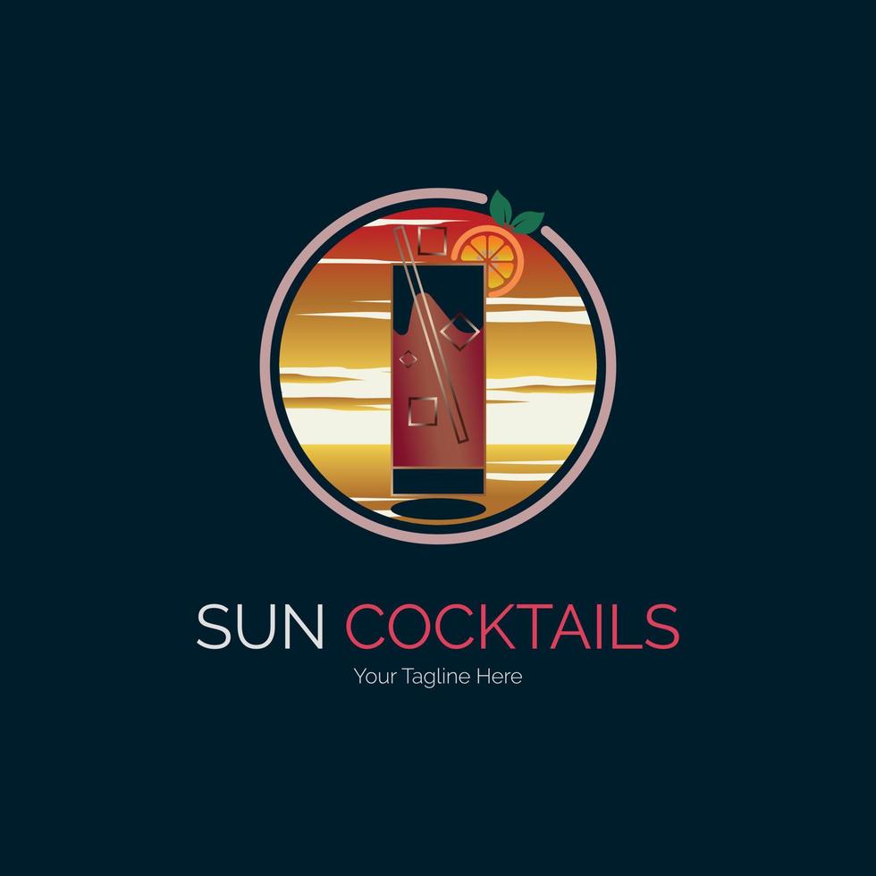 sun cocktails pub bar logo template design for brand or company and other vector