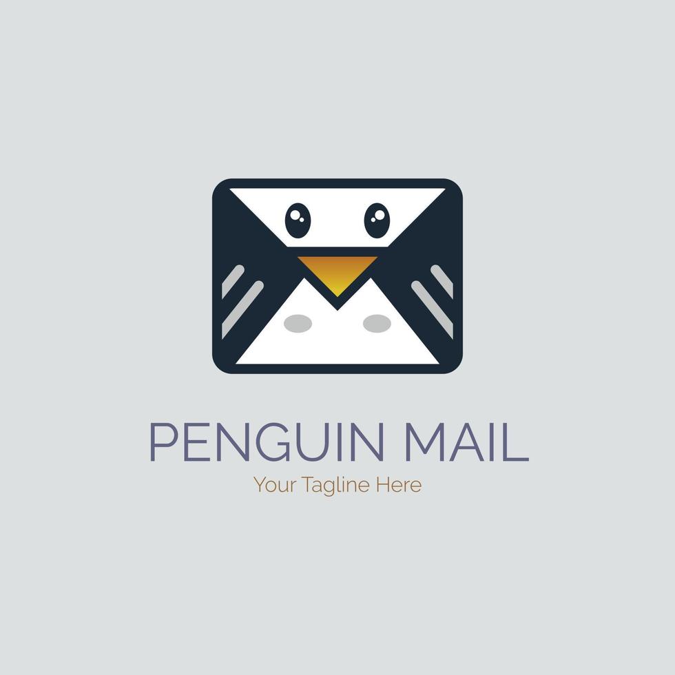 diseño de plantilla de logotipo de sobre de correo de pingüino para marca o empresa y otros vector