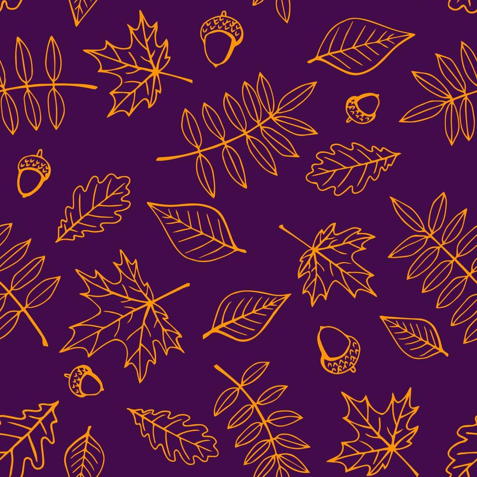 patrón sin costuras con hojas de otoño. ilustración vectorial dibujada a mano. vector