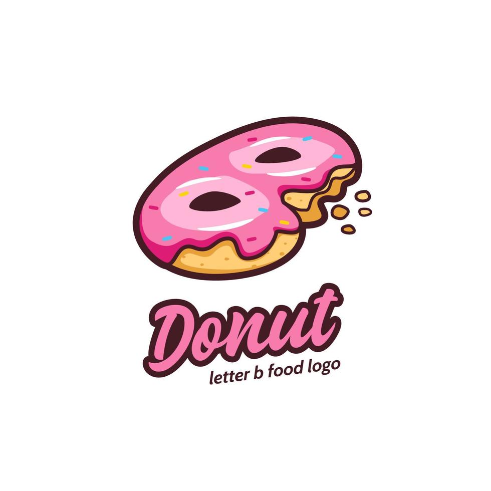 Initial Letter B Donut logo, Yummy pink doughnut logo icon vector