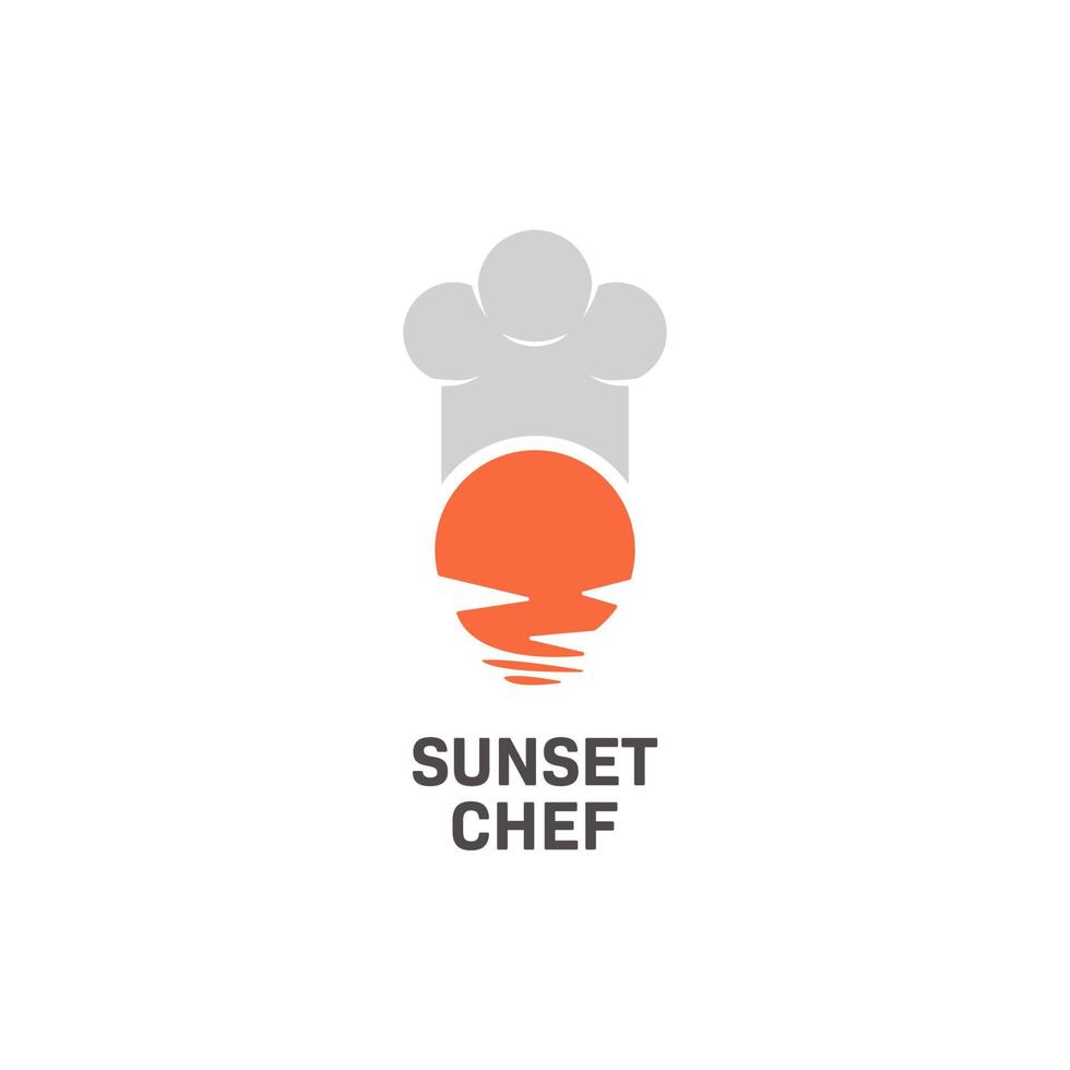 Sunset chef logo symbol simple and meaningful logo of restaurant and chef vector