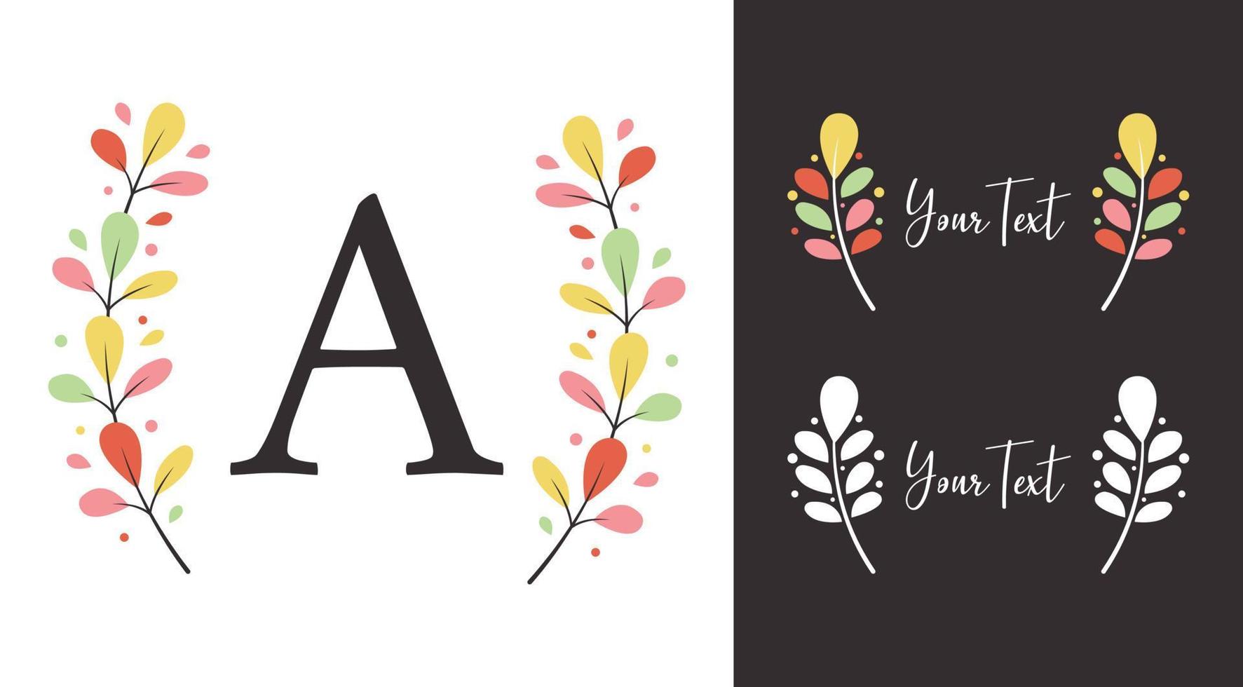 Colorful auntumn fall wreath laurel of leaf vector elements for monogram logo or illustration design