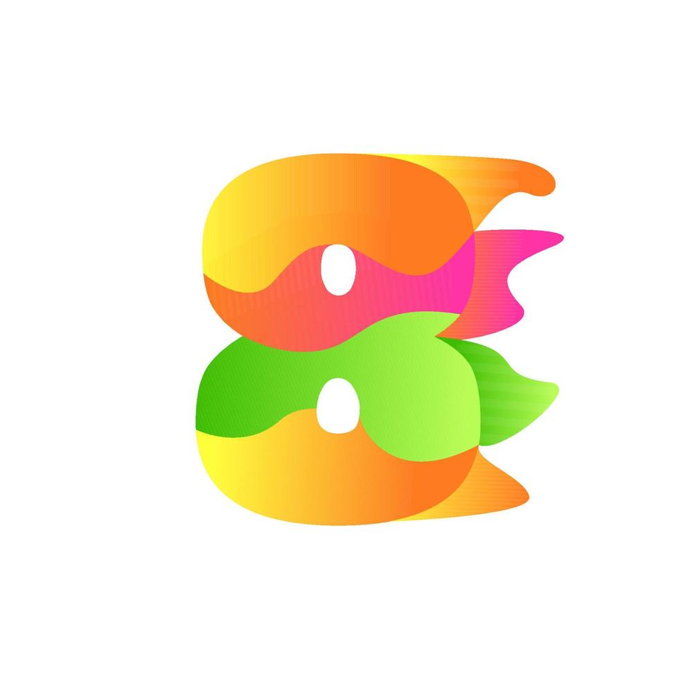 Number 8 character in fluid art style gradient illustration icon vector