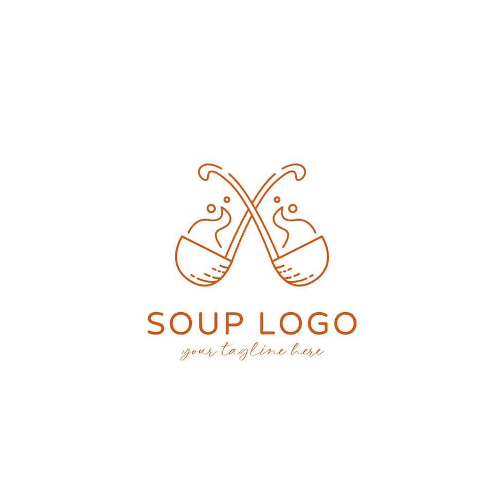 Crossed hot soup ladle logo icon symbol doodle vector style