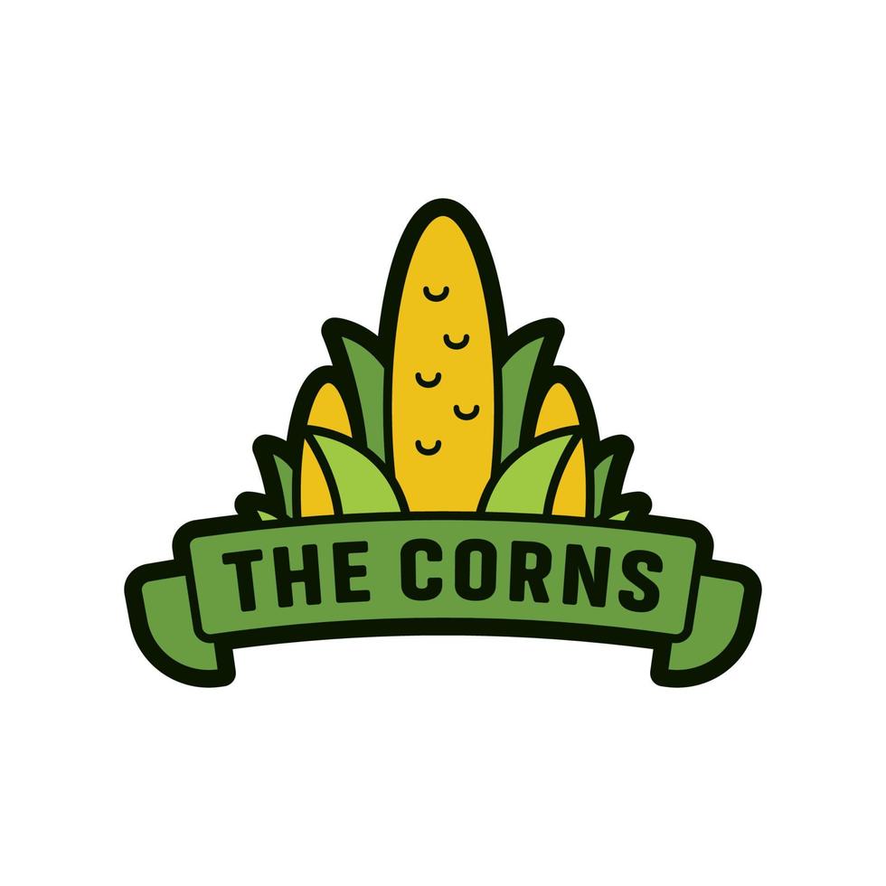 la granja de maíz logo icono insignia emblema ilustración cinta vector