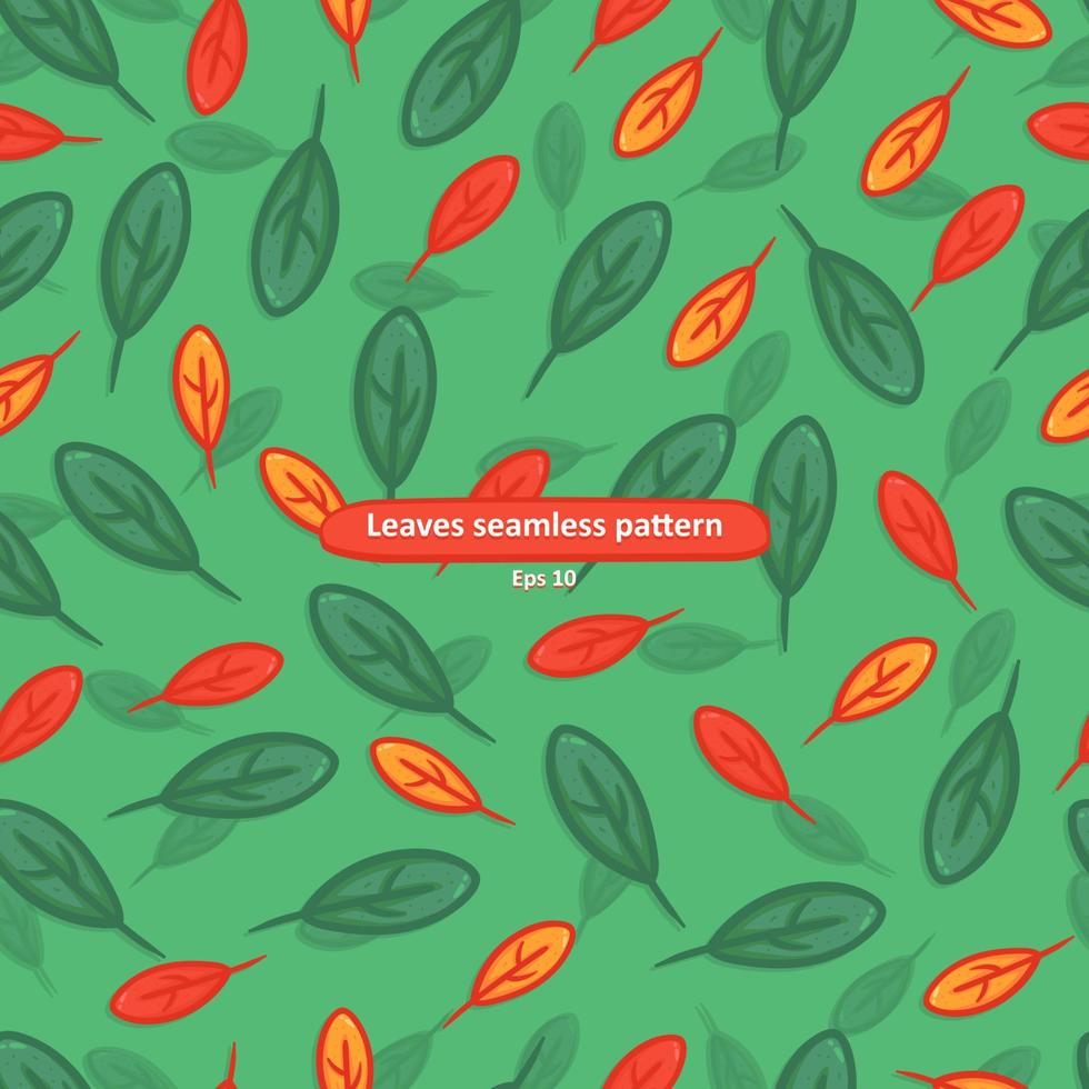 funny autumn fall leaves seamless pattern in cartoon hand drawing style vector