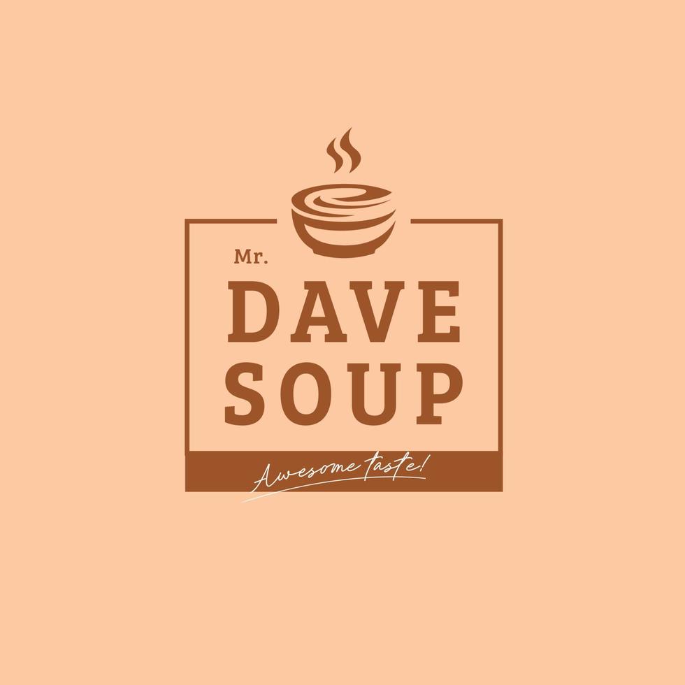 Hot Soup bowl logo badge with personal name frame space vector