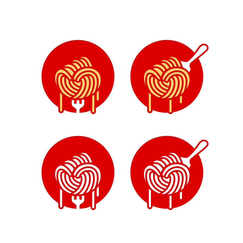 espagueti puño pasta ramen fideos logotipo icono conjunto en mano golpe puño forma símbolo de libertad poder luchador espíritu vector