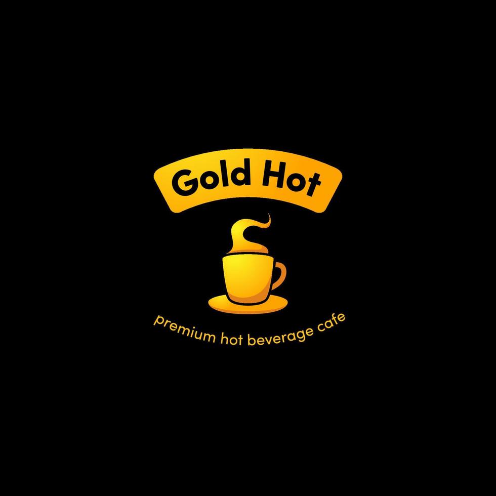 icono de logotipo de café de taza de oro caliente con color premium dorado degradado para tienda de bebidas de café premium vector