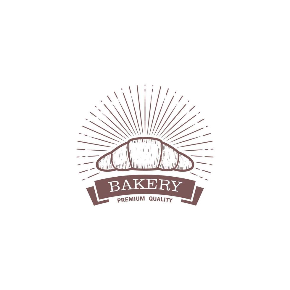 Croissant bakery premium vintage badge logo icon symbol emblem textured vector