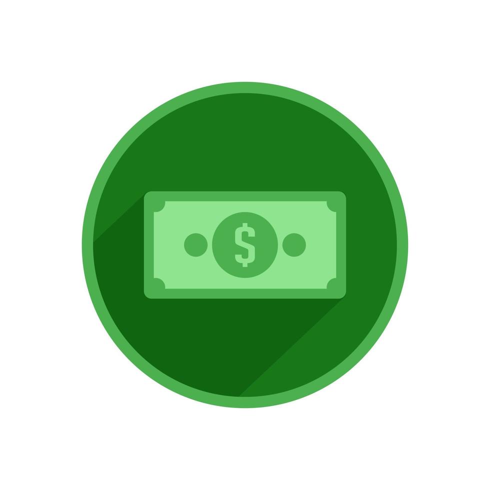 Dollar icon with long shadow vector